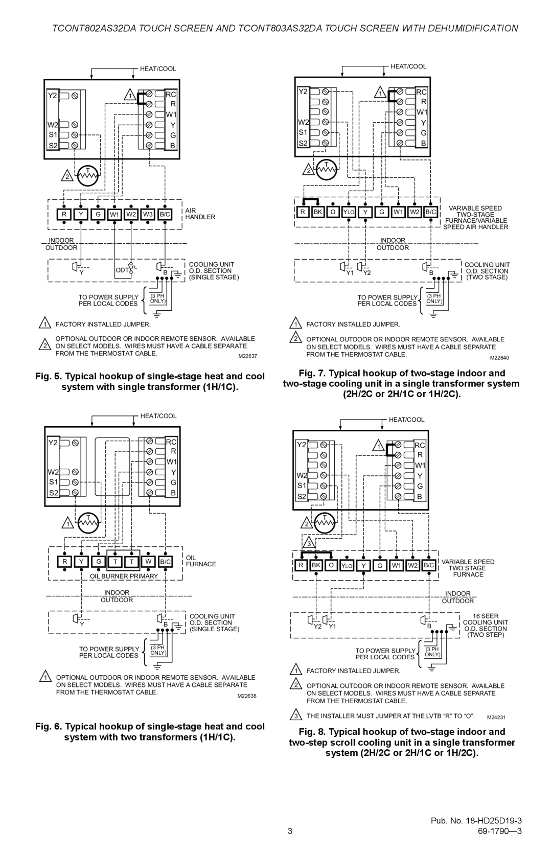 Trane TCONT802AS32DA, TCONT803AS32DA installation instructions Pub. No -HD25D19-3 