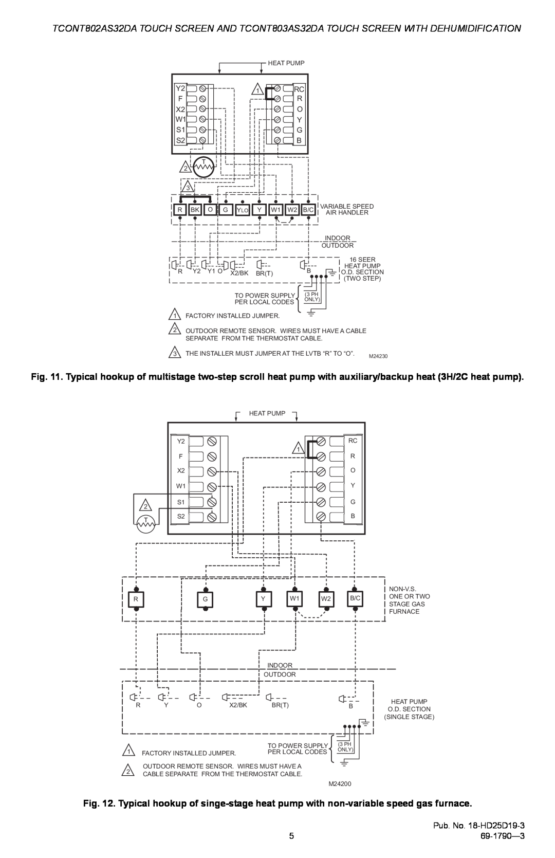 Trane TCONT802AS32DA, TCONT803AS32DA installation instructions Pub. No. 18-HD25D19-3, 69-1790-3 