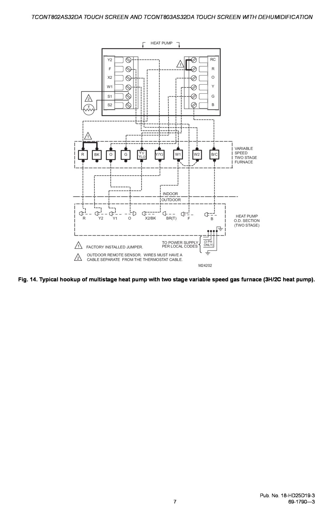 Trane TCONT802AS32DA, TCONT803AS32DA installation instructions Pub. No. 18-HD25D19-3, 69-1790-3 