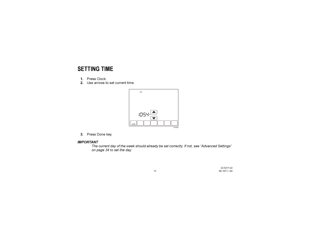 Trane TCONT900AC43UA manual Setting Time 