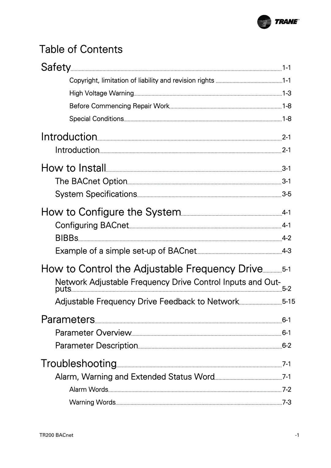 Trane TR200, BACnet Option Module instruction manual Introduction 