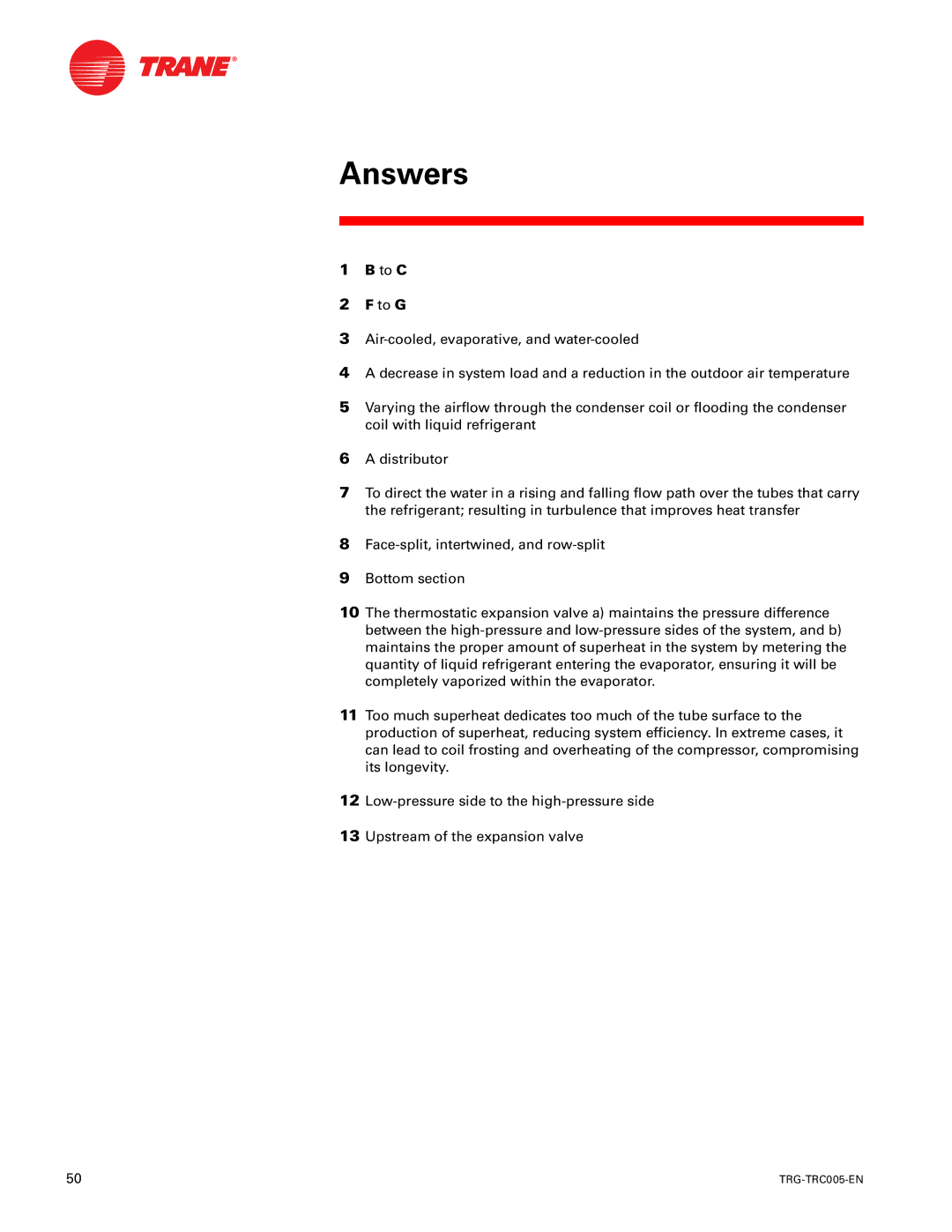 Trane trg-trc005-en manual Answers, To C To G 