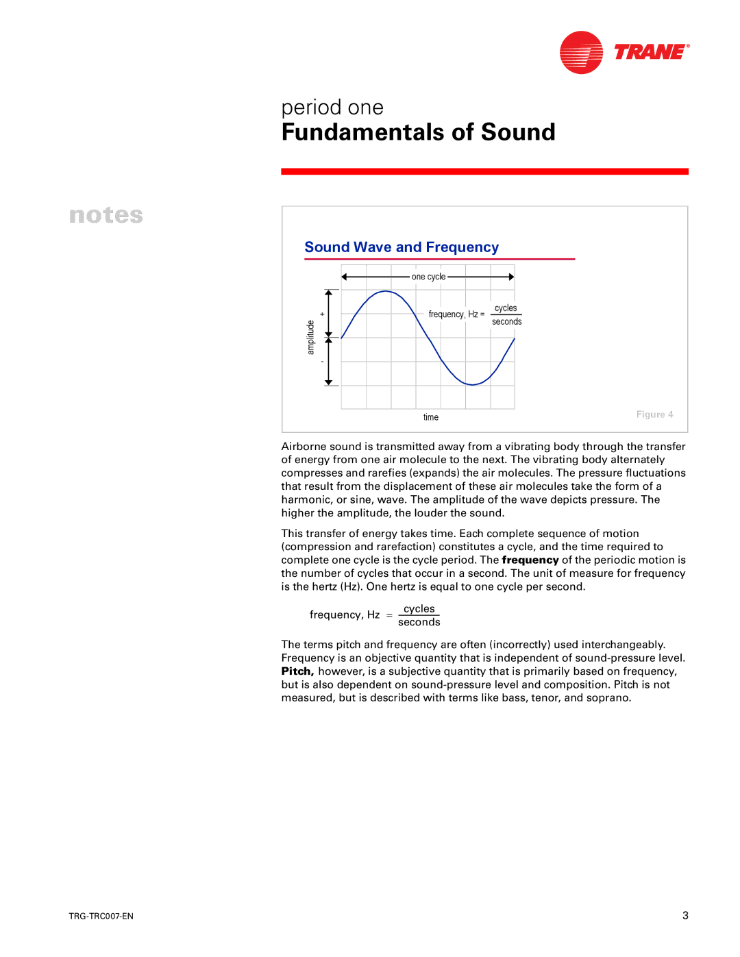 Trane TRG-TRC007-EN manual Sound Wave and Frequency 