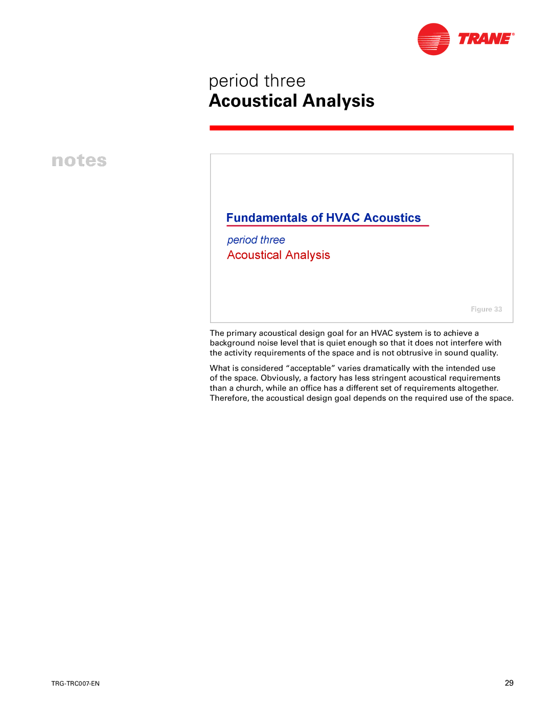 Trane TRG-TRC007-EN manual Acoustical Analysis 