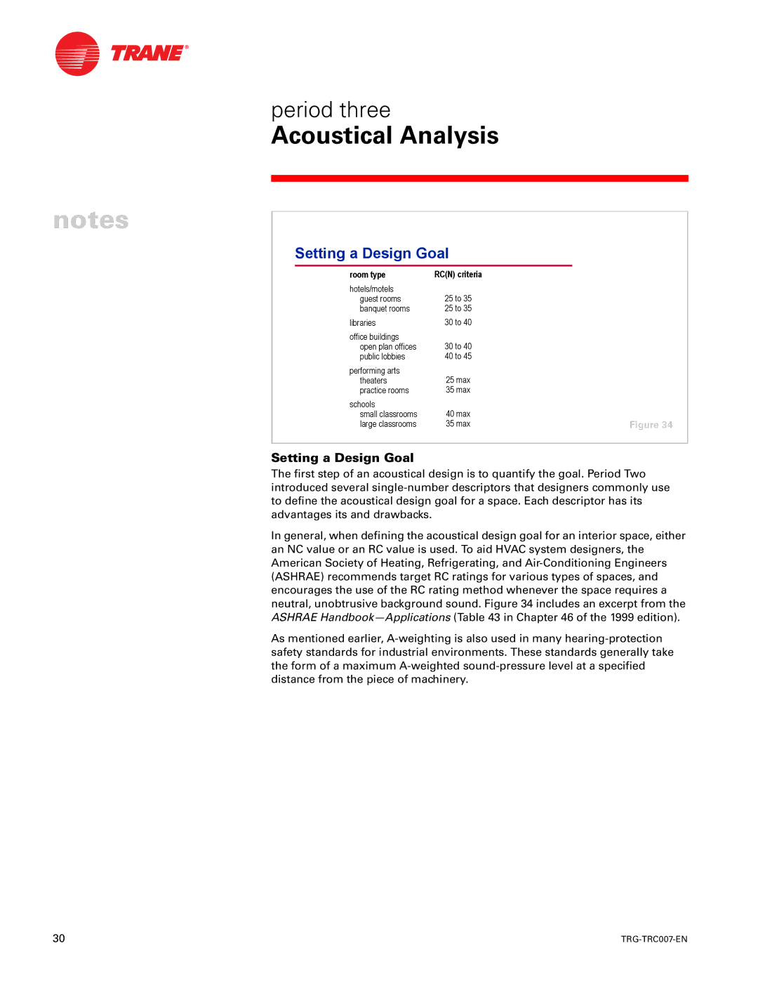 Trane TRG-TRC007-EN manual Setting a Design Goal 