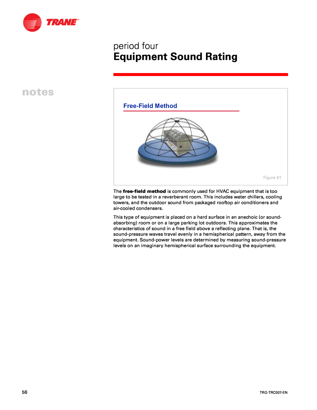 Trane TRG-TRC007-EN manual Free-FieldMethod, Equipment Sound Rating, period four 
