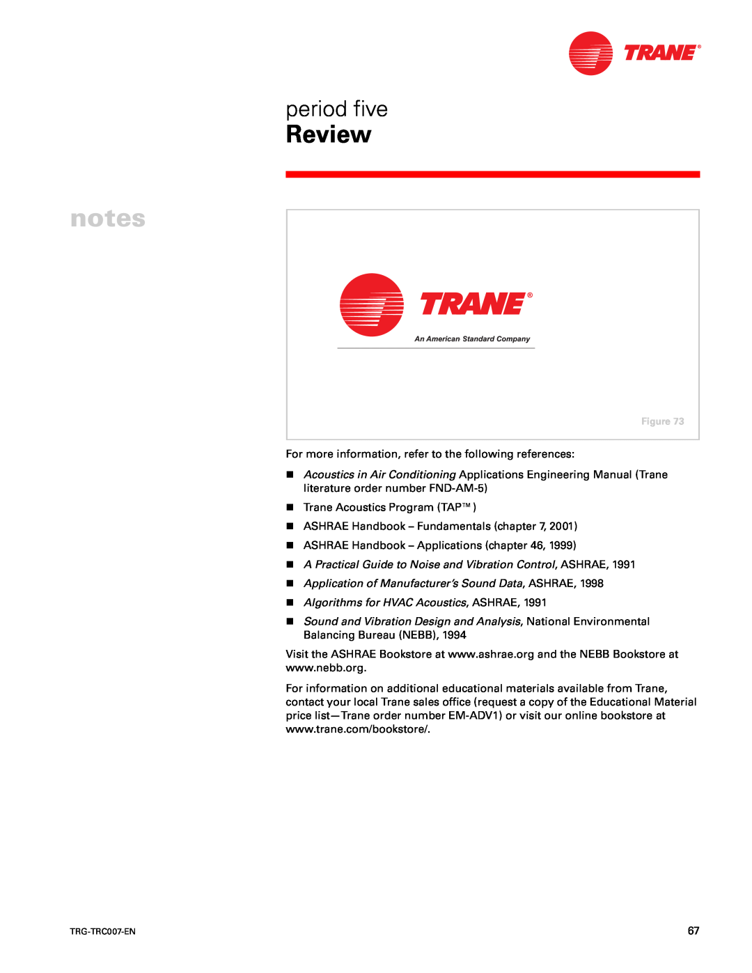 Trane TRG-TRC007-EN manual Review, period five, nTrane Acoustics Program TAP 