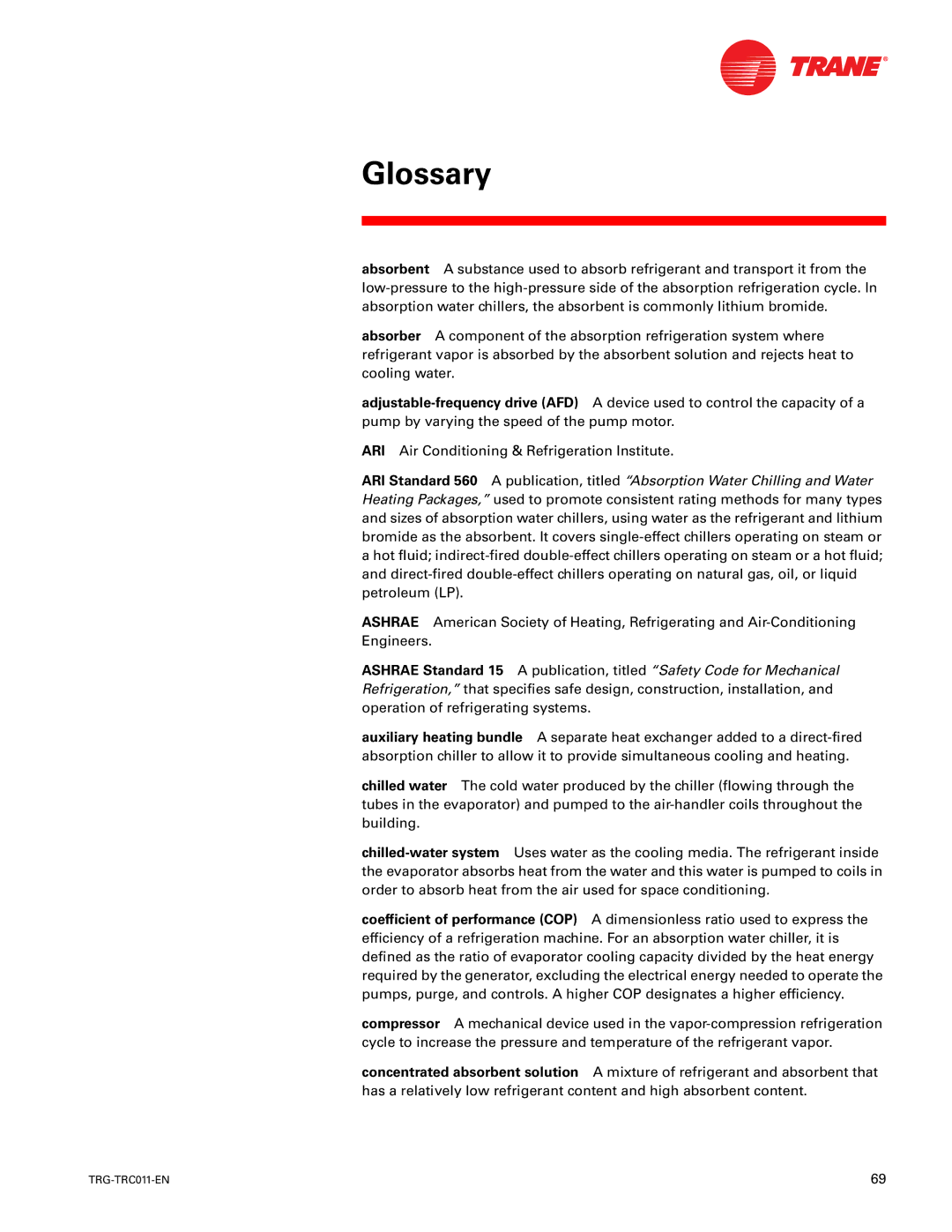 Trane TRG-TRC011-EN manual Glossary 