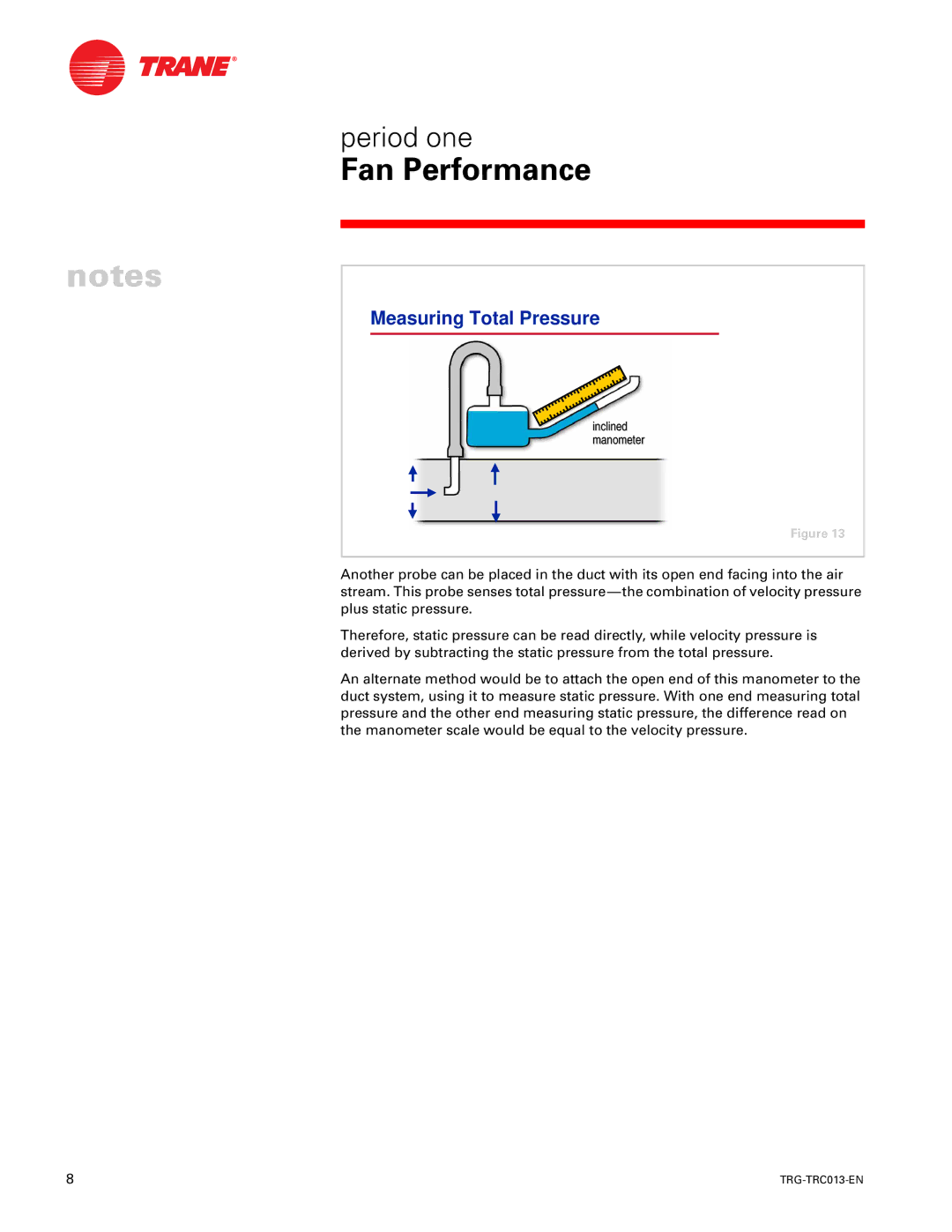 Trane TRG-TRC013-EN manual Measuring Total Pressure 