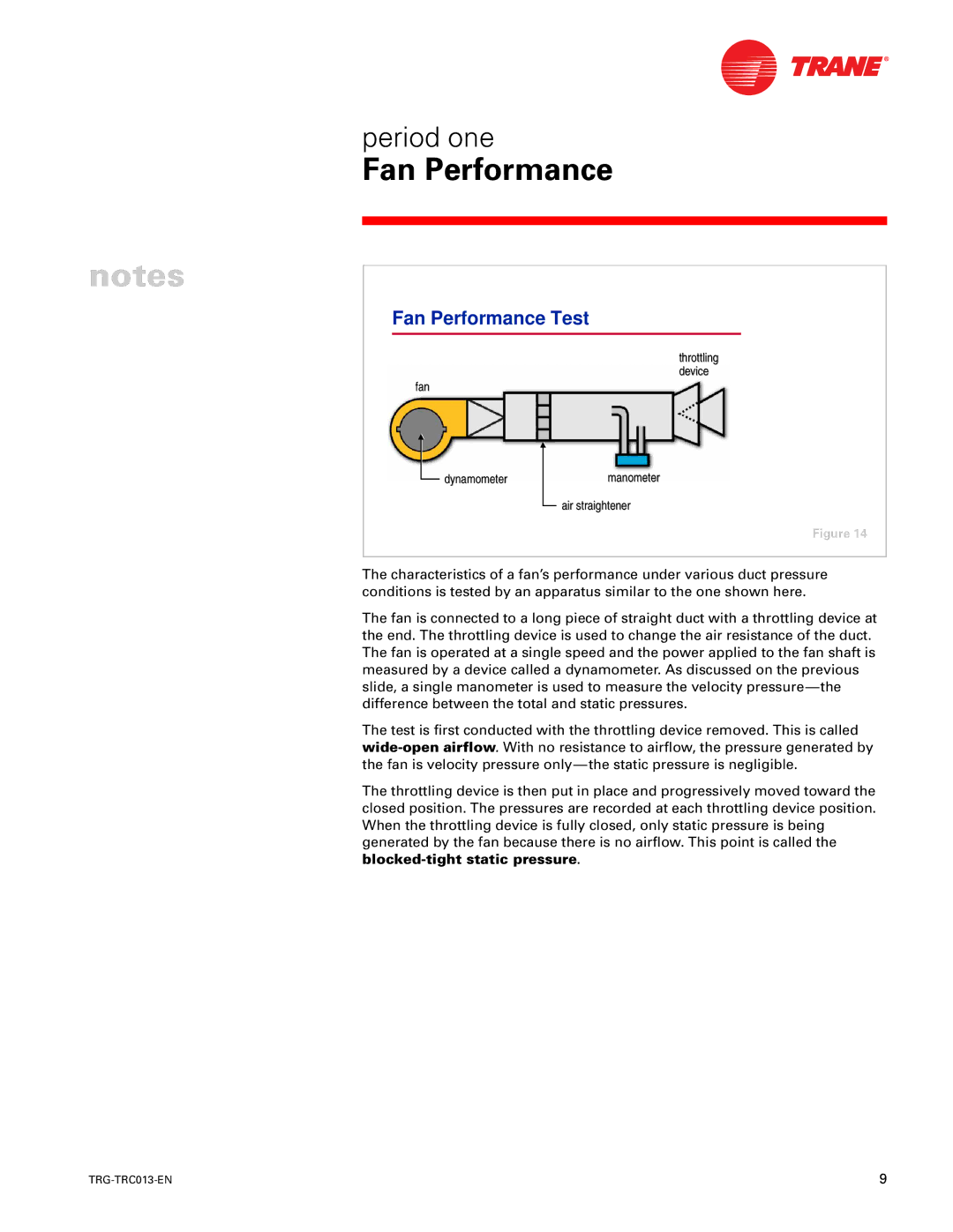 Trane TRG-TRC013-EN manual Fan Performance Test 