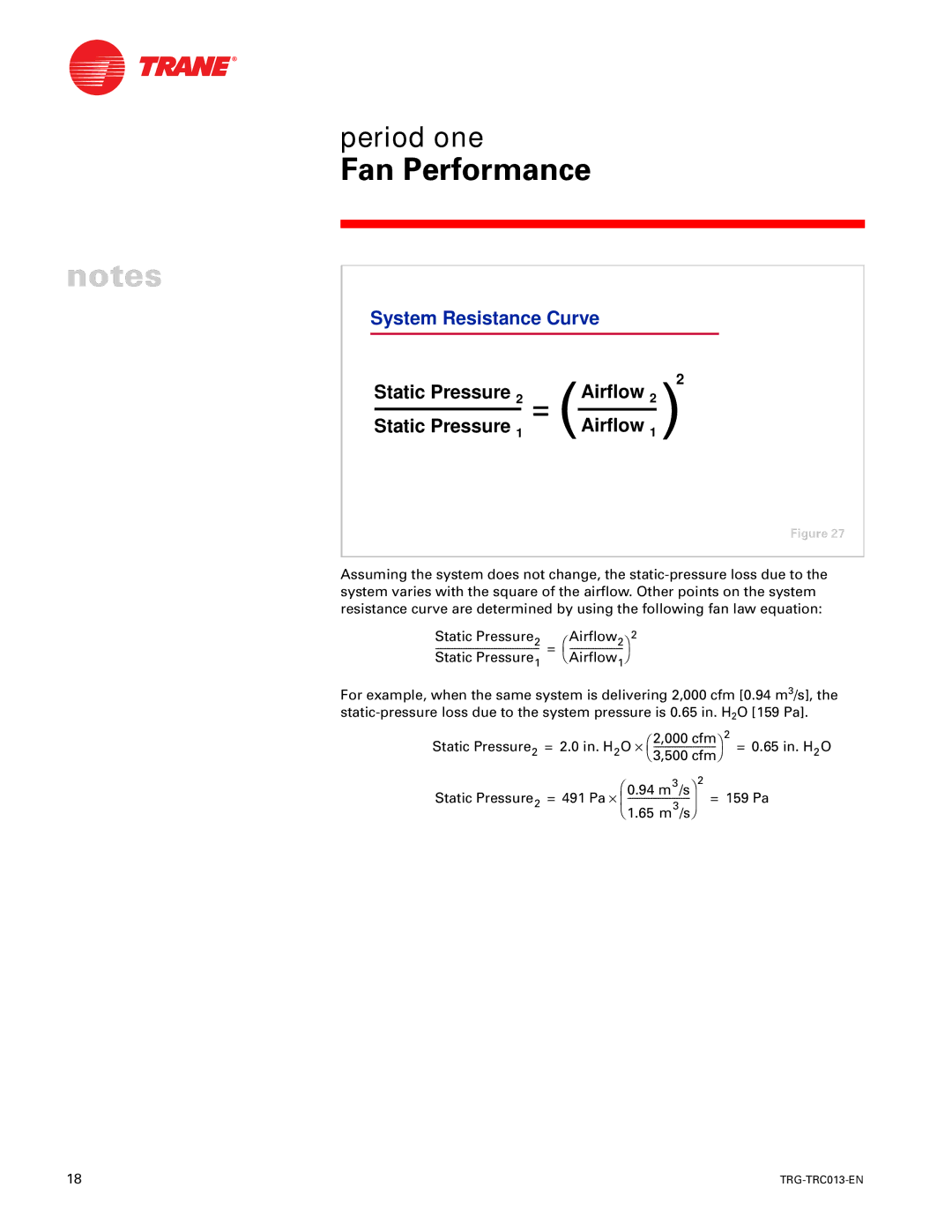 Trane TRG-TRC013-EN manual System Resistance Curve, Static Pressure Airflow 