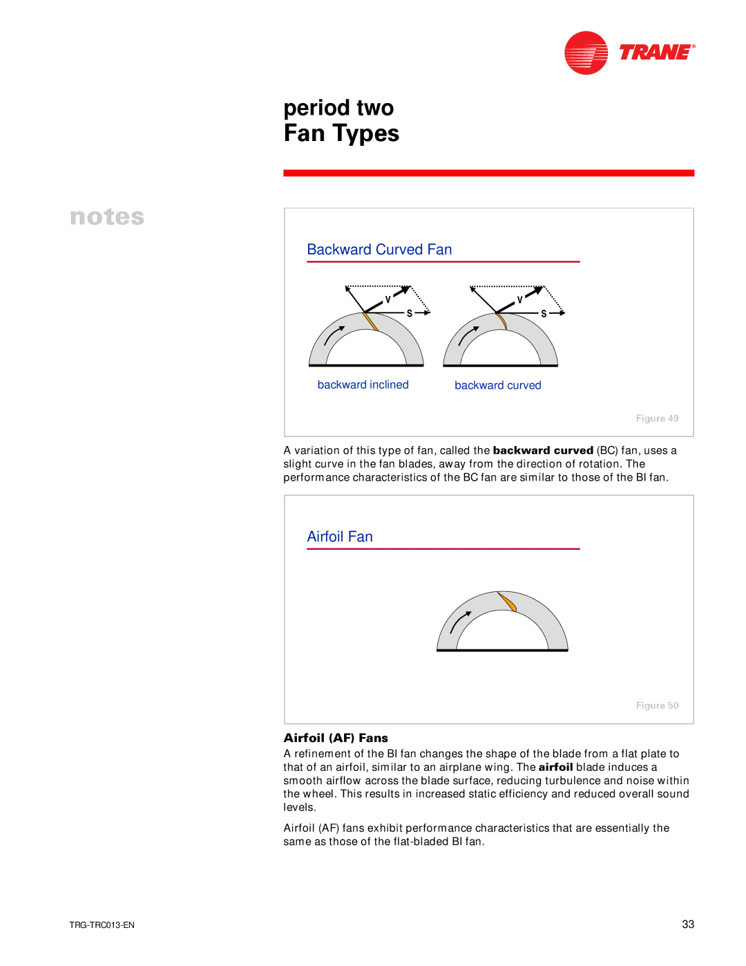 Trane TRG-TRC013-EN manual Backward Curved Fan, Airfoil Fan 