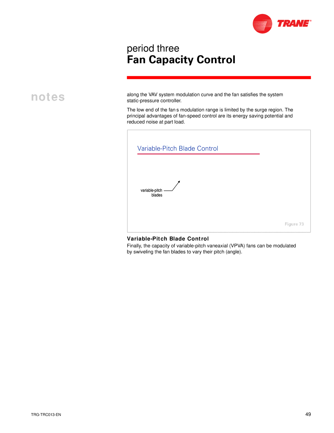 Trane TRG-TRC013-EN manual Variable-Pitch Blade Control 