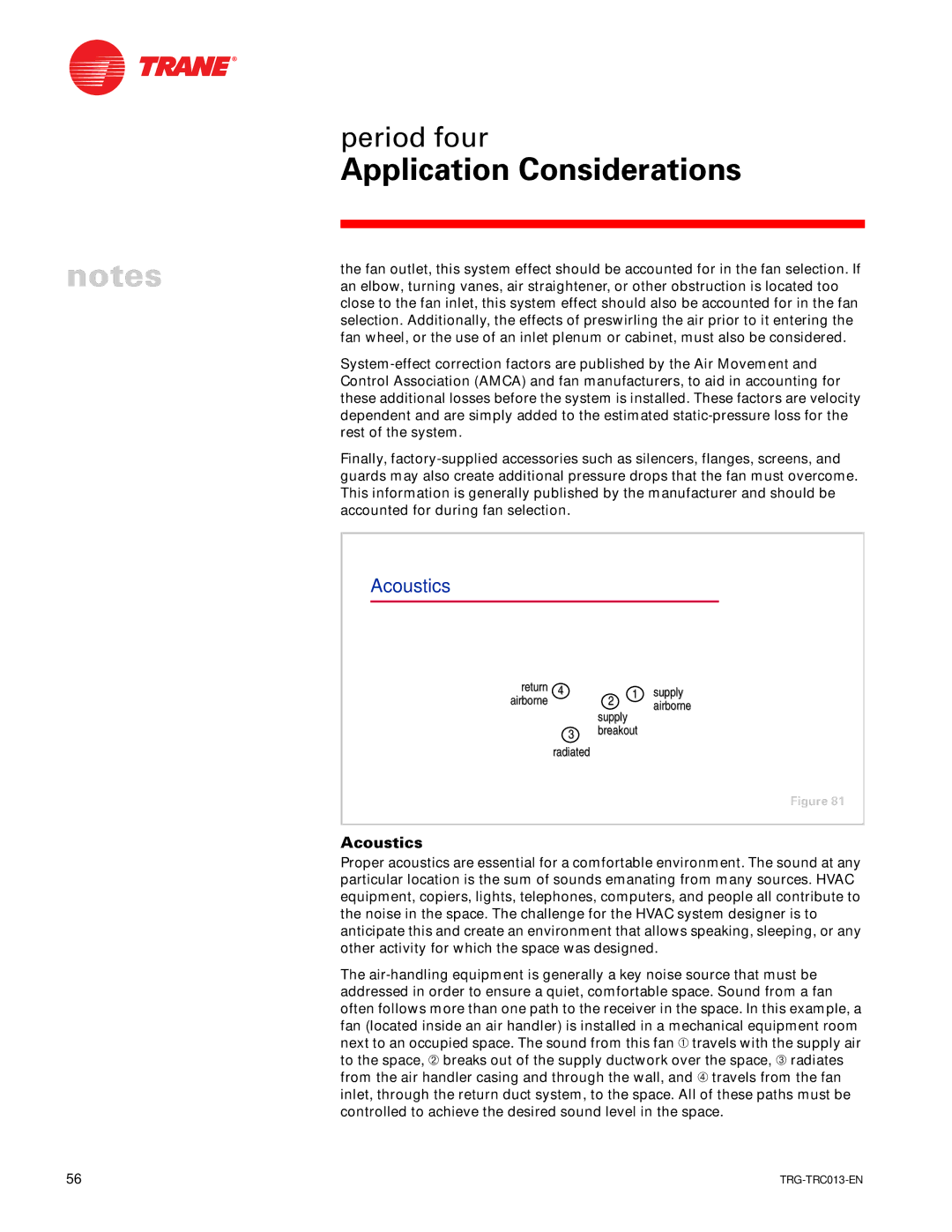Trane TRG-TRC013-EN manual Acoustics 