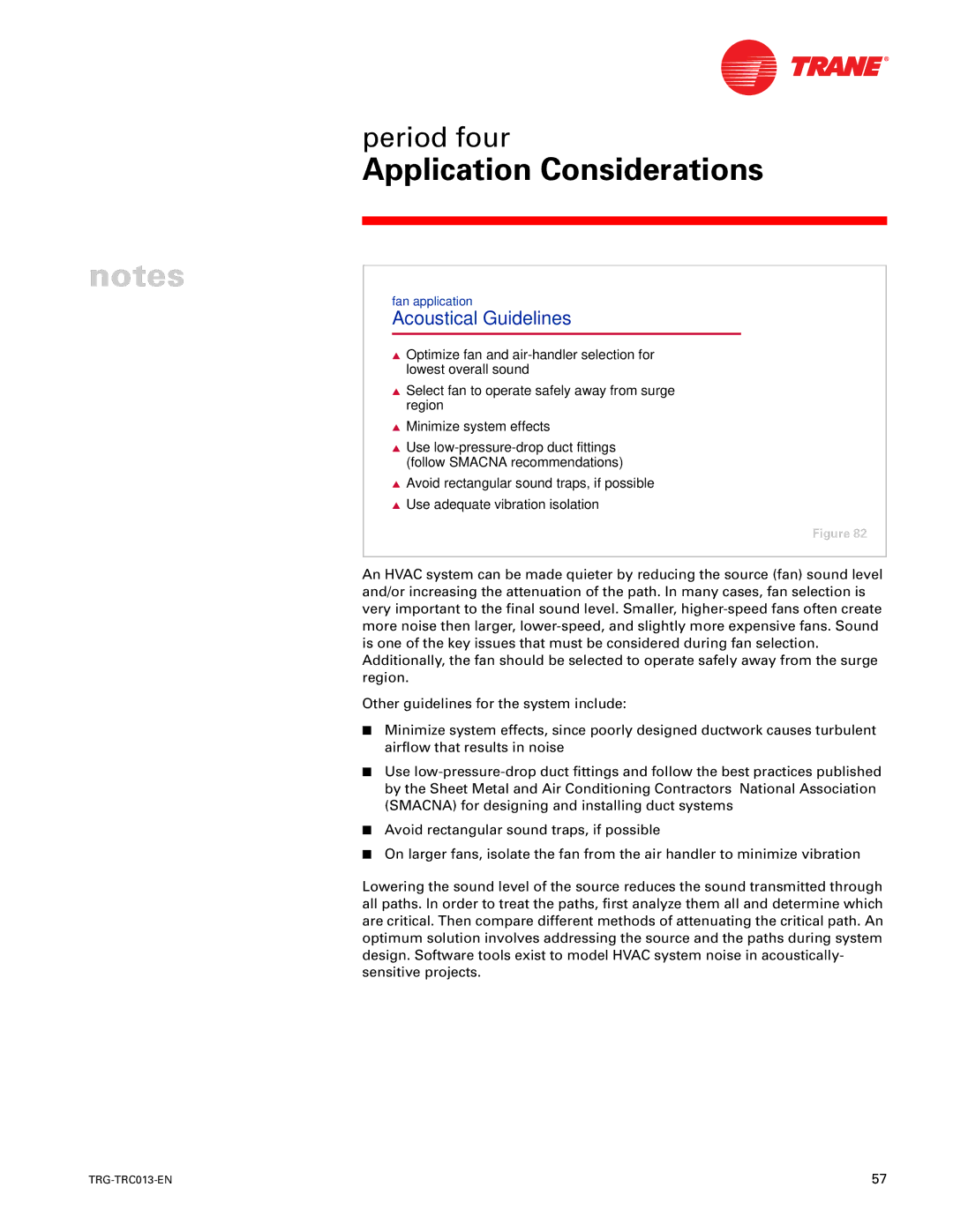 Trane TRG-TRC013-EN manual Acoustical Guidelines 