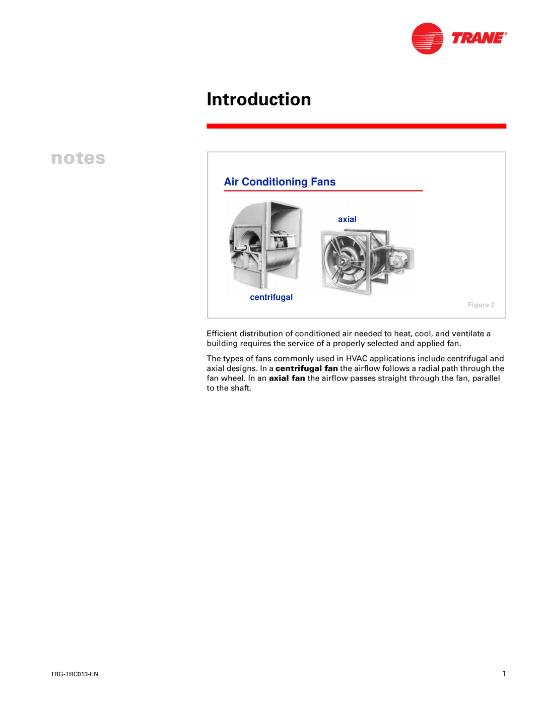 Trane TRG-TRC013-EN manual Air Conditioning Fans 