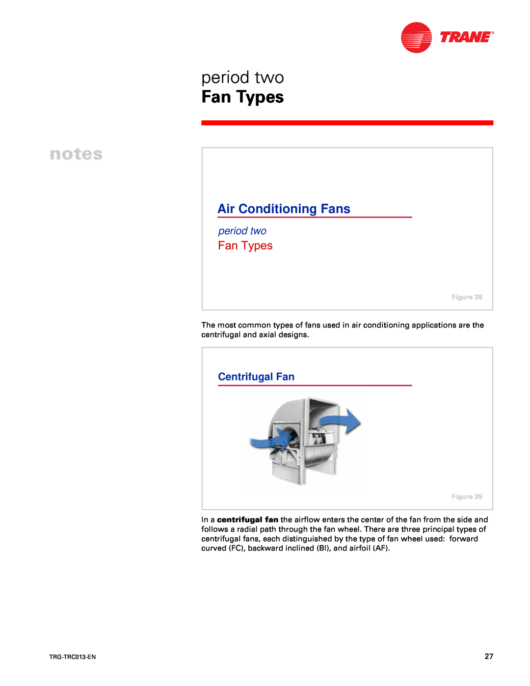 Trane TRG-TRC013-EN manual period two, Centrifugal Fan, Air Conditioning Fans, g FN, g FO 