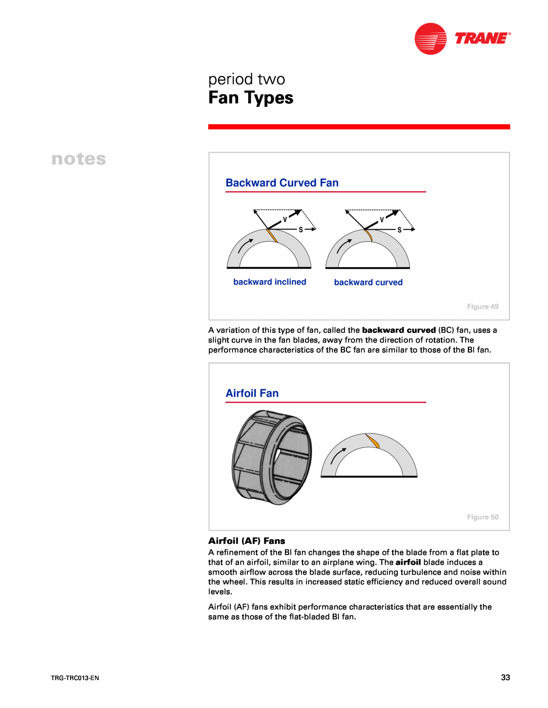 Trane TRG-TRC013-EN manual Backward Curved Fan, Airfoil Fan, backward inclined, backward curved, g GO, g HC 