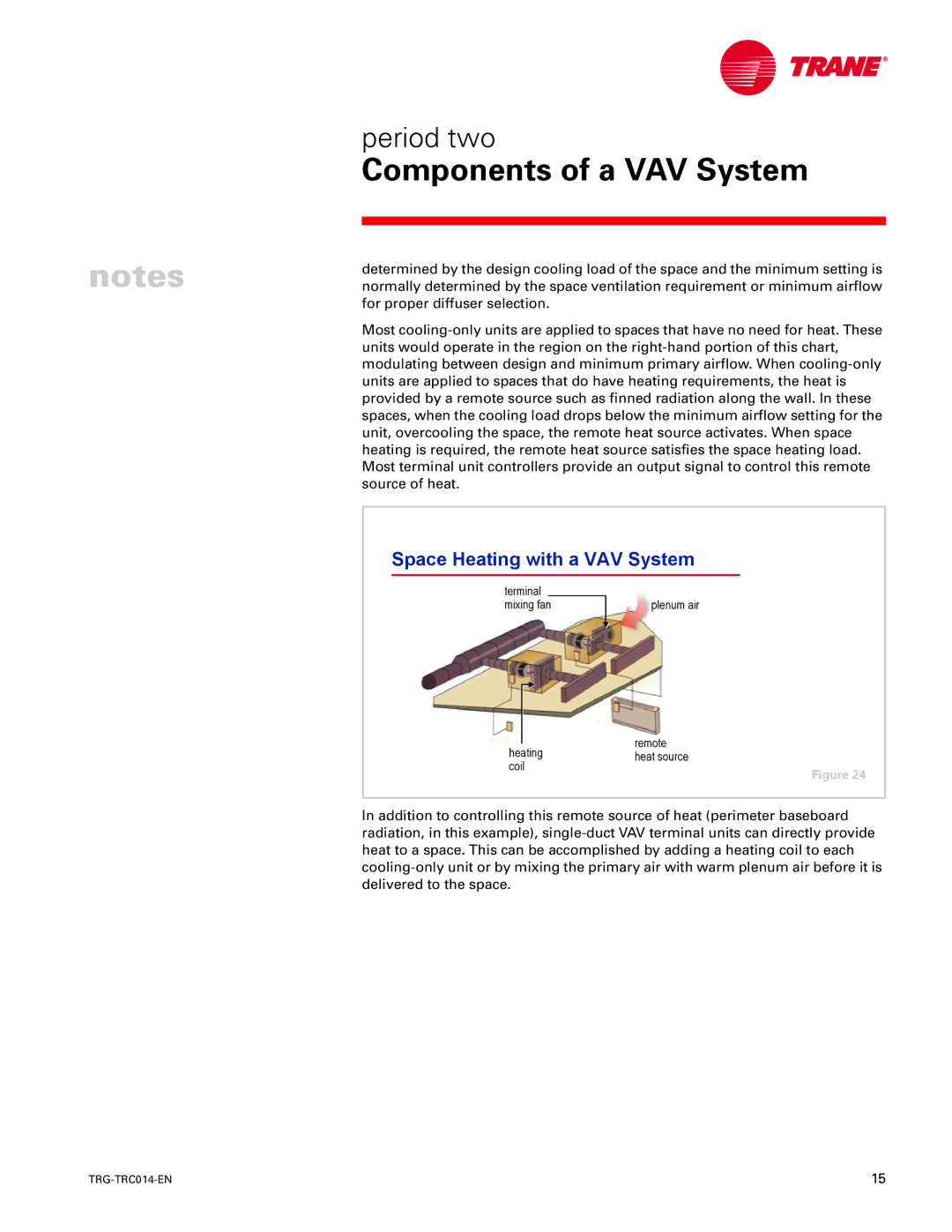 Trane TRG-TRC014-EN manual Space Heating with a VAV System 