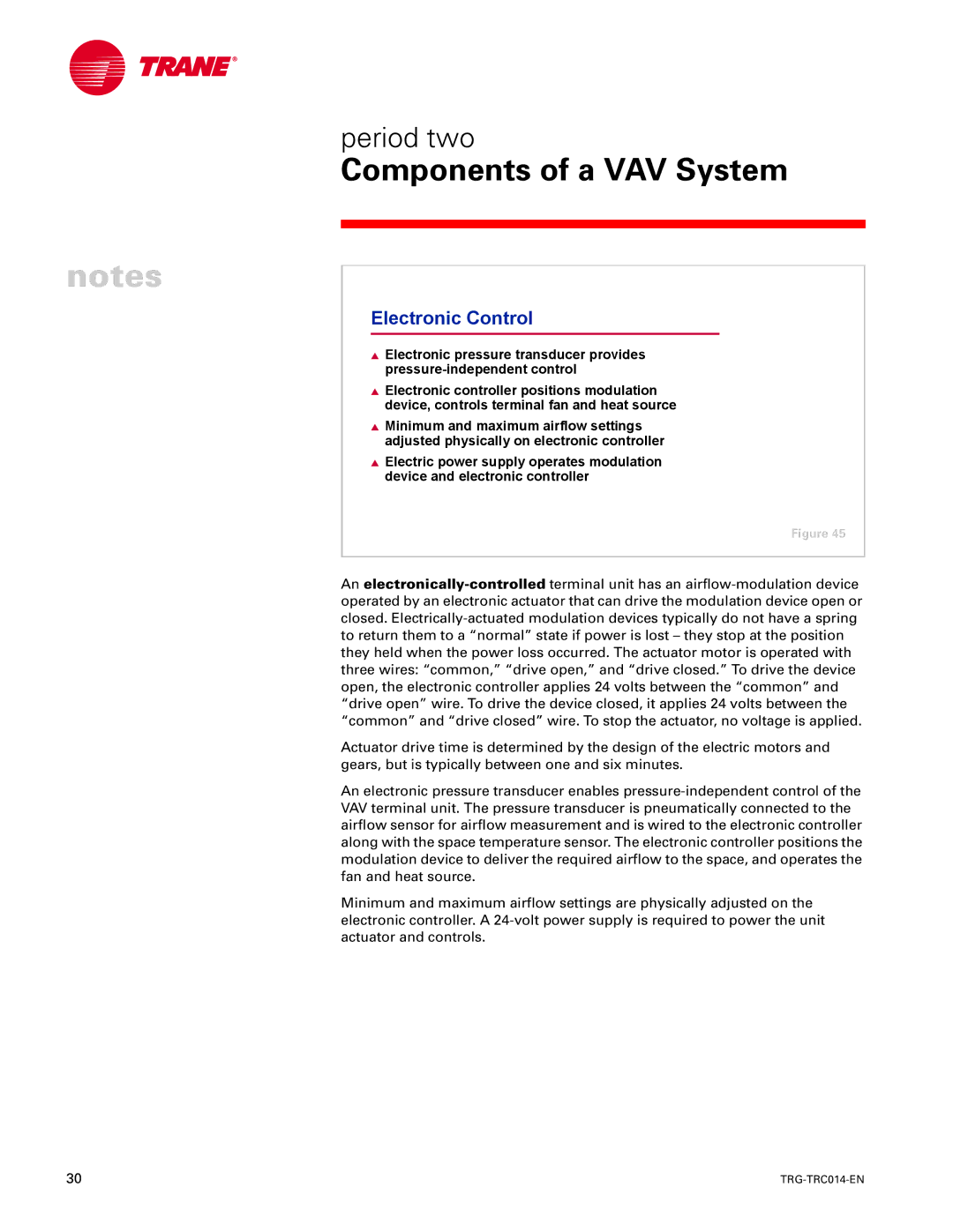 Trane TRG-TRC014-EN manual Electronic Control 