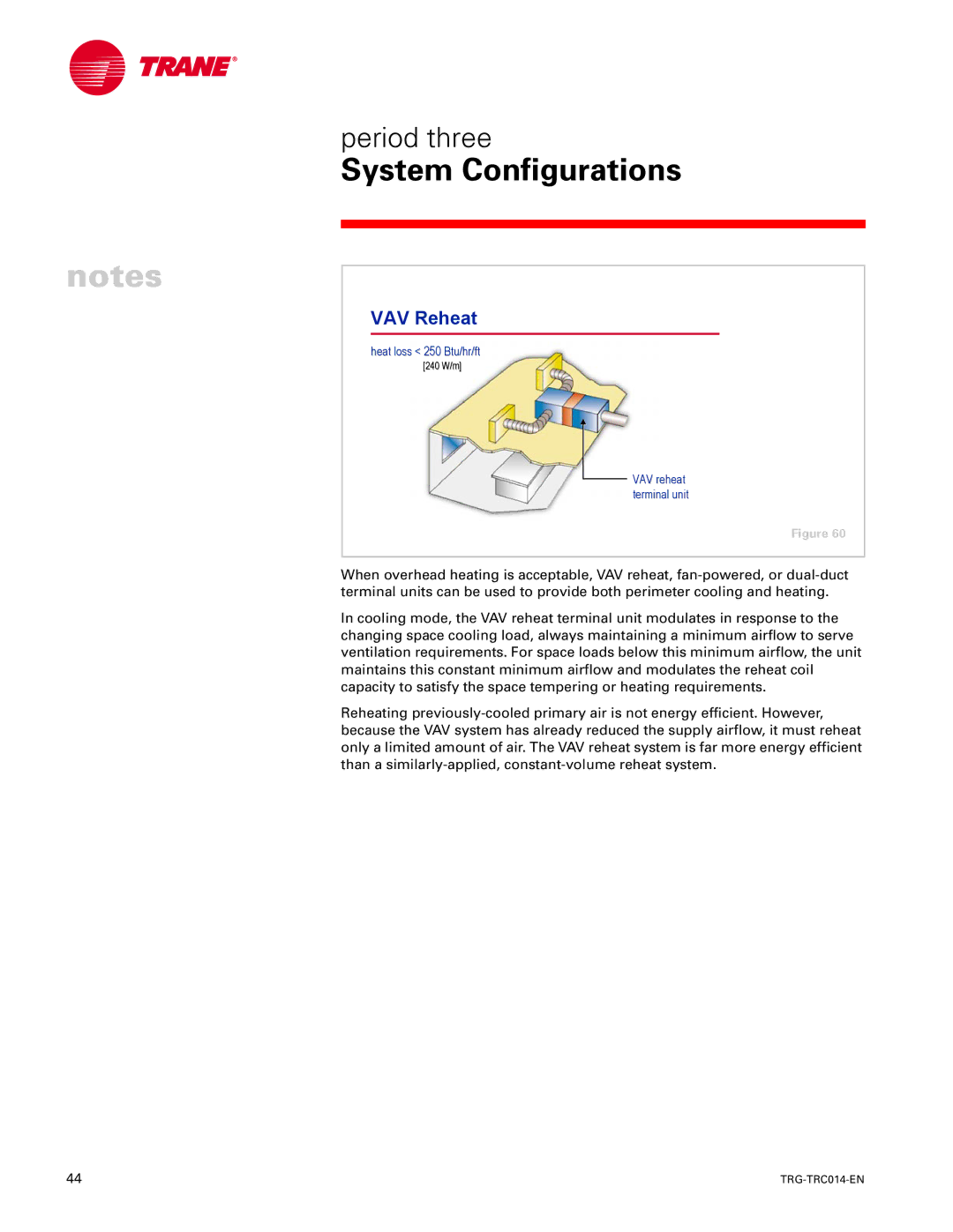 Trane TRG-TRC014-EN manual Heat loss 250 Btu/hr/ft 