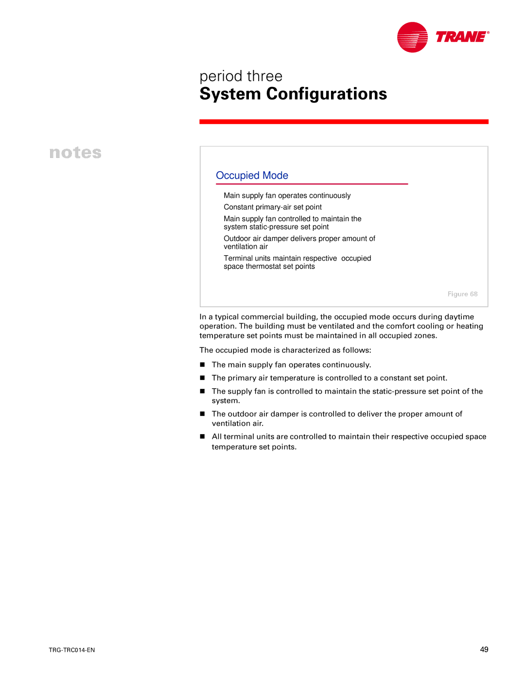 Trane TRG-TRC014-EN manual Occupied Mode 