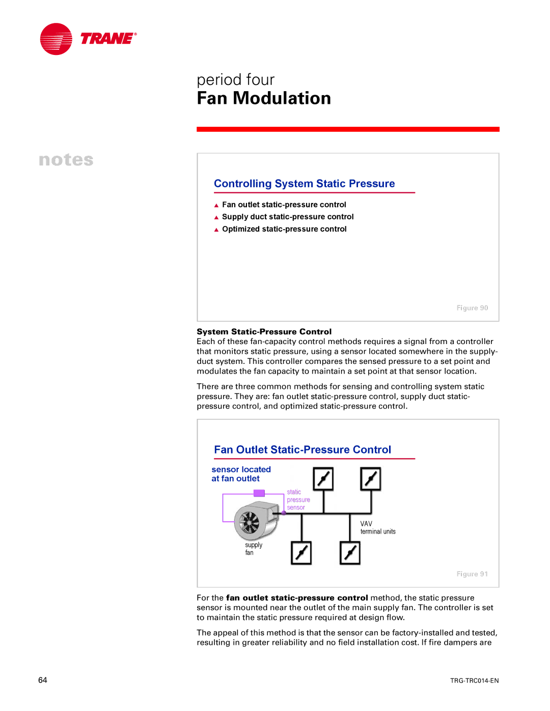 Trane TRG-TRC014-EN manual Controlling System Static Pressure, Fan Outlet Static-Pressure Control 