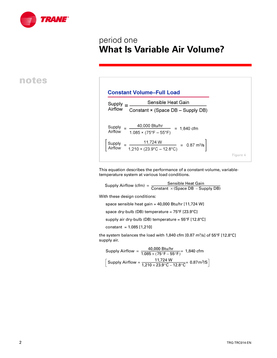 Trane TRG-TRC014-EN manual Constant Volume-Full Load 