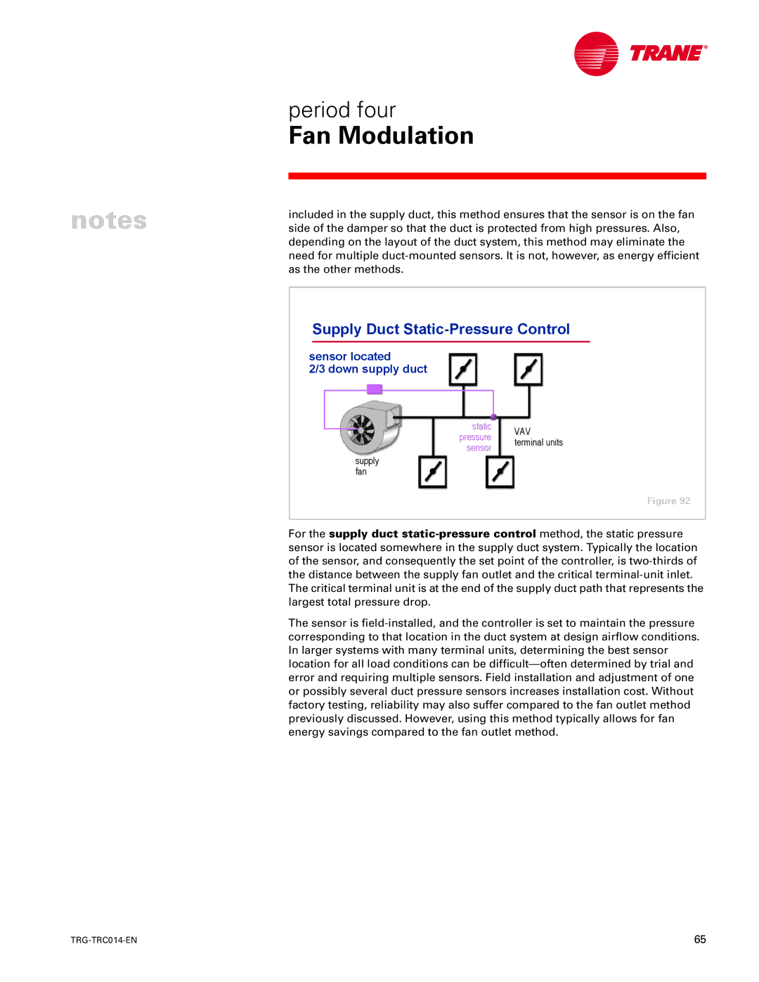 Trane TRG-TRC014-EN manual Supply Duct Static-Pressure Control, Sensor located Down supply duct 