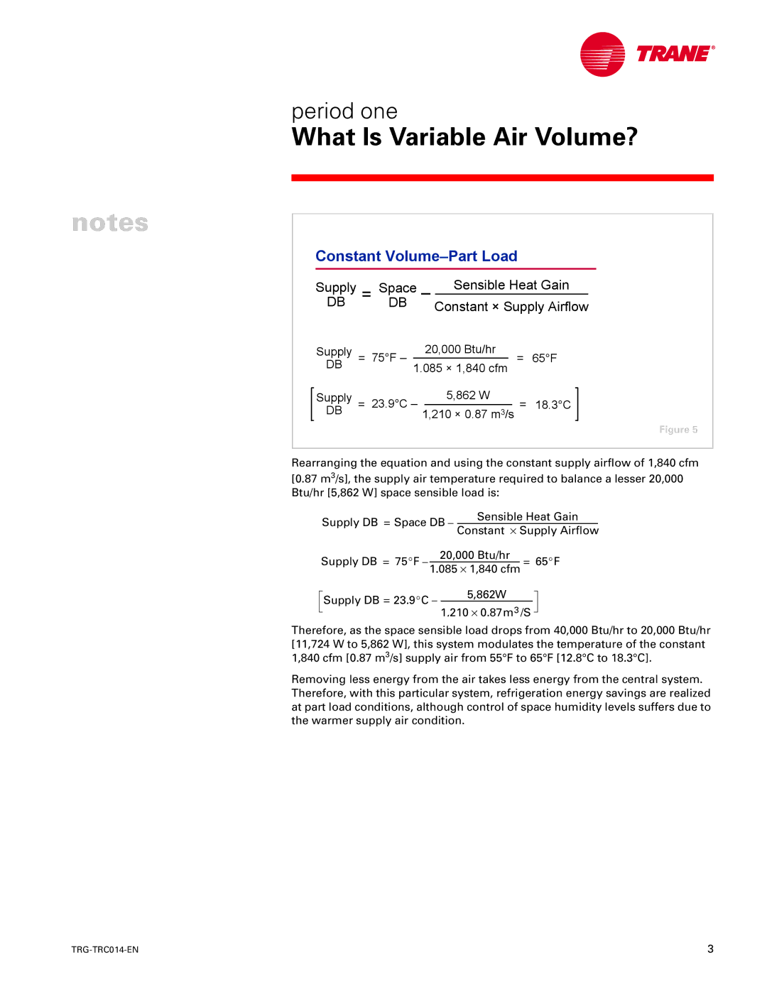 Trane TRG-TRC014-EN manual Constant Volume-Part Load, Constant × Supply Airflow 