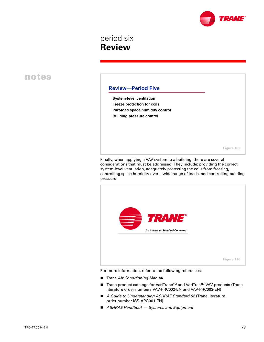 Trane TRG-TRC014-EN manual Review-Period Five, Trane Air Conditioning Manual 