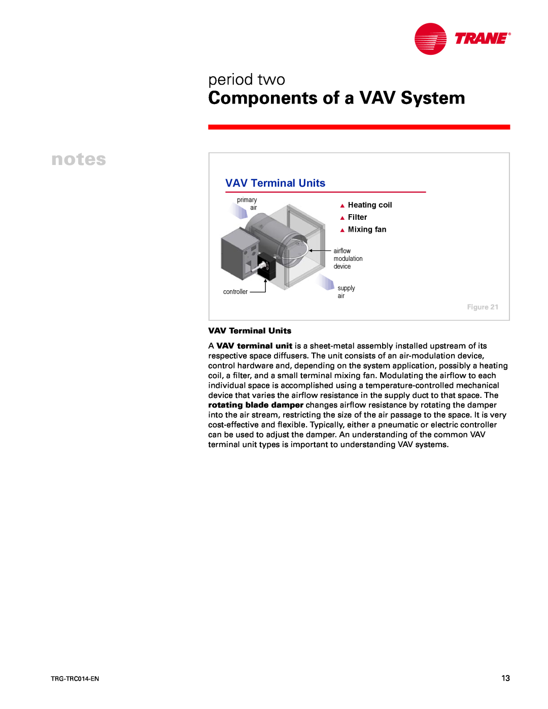 Trane TRG-TRC014-EN manual period two, VAV Terminal Units, Components of a VAV System 
