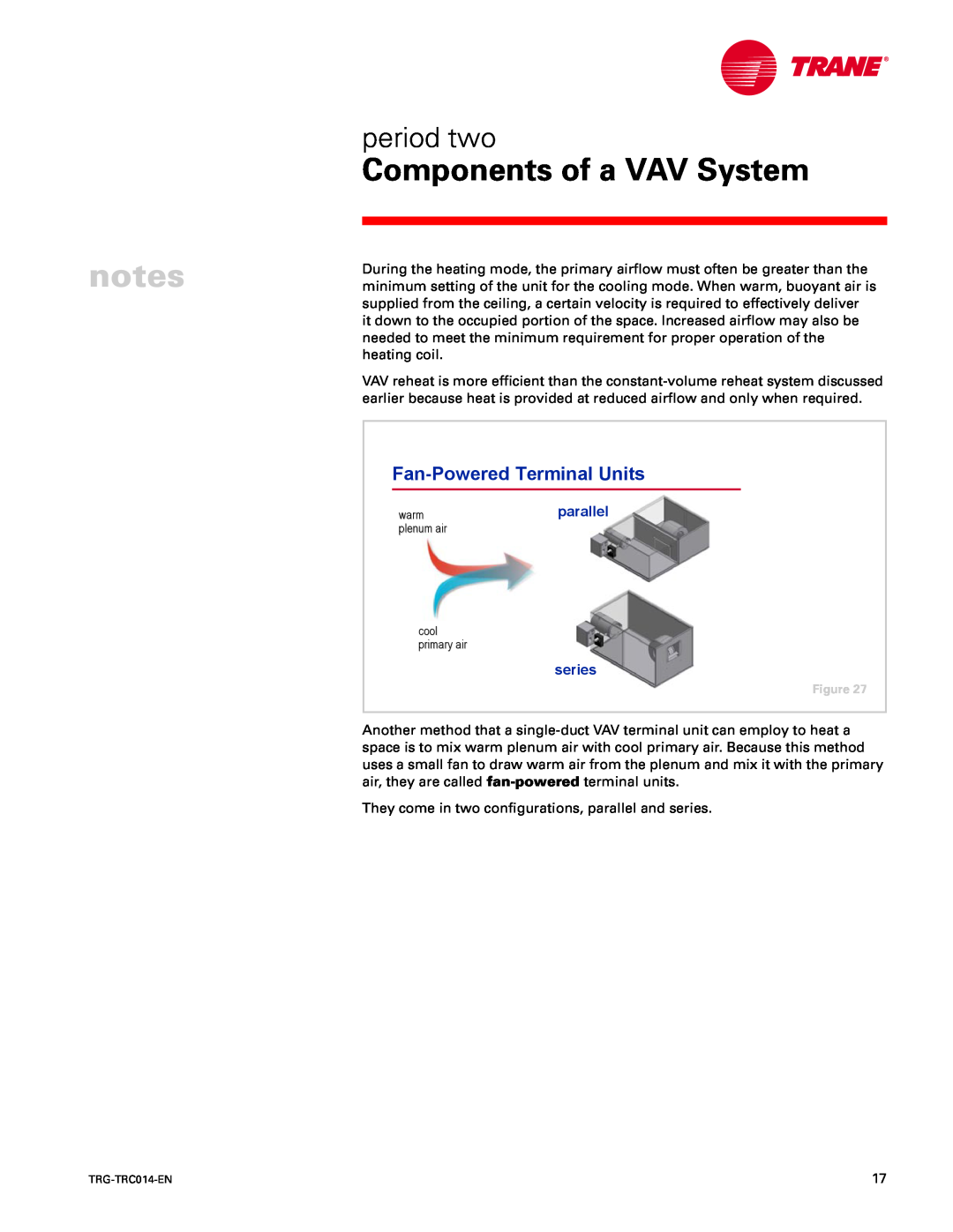Trane TRG-TRC014-EN manual Fan-PoweredTerminal Units, Components of a VAV System, period two, parallel, series 