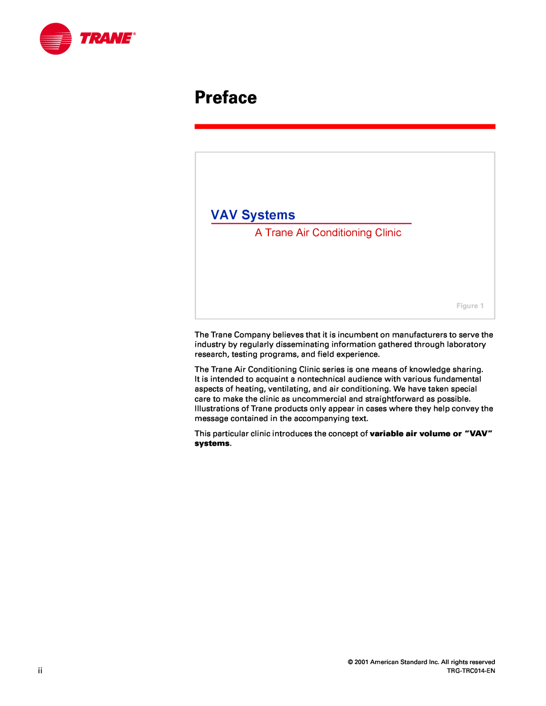 Trane TRG-TRC014-EN manual Preface, VAV Systems, A Trane Air Conditioning Clinic 