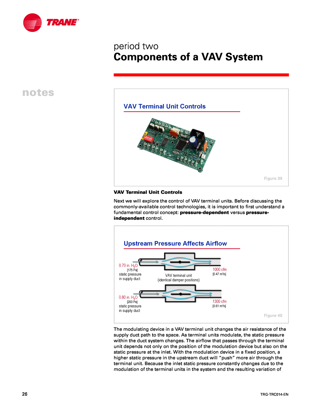 Trane TRG-TRC014-EN VAV Terminal Unit Controls, Upstream Pressure Affects Airflow, Components of a VAV System, period two 