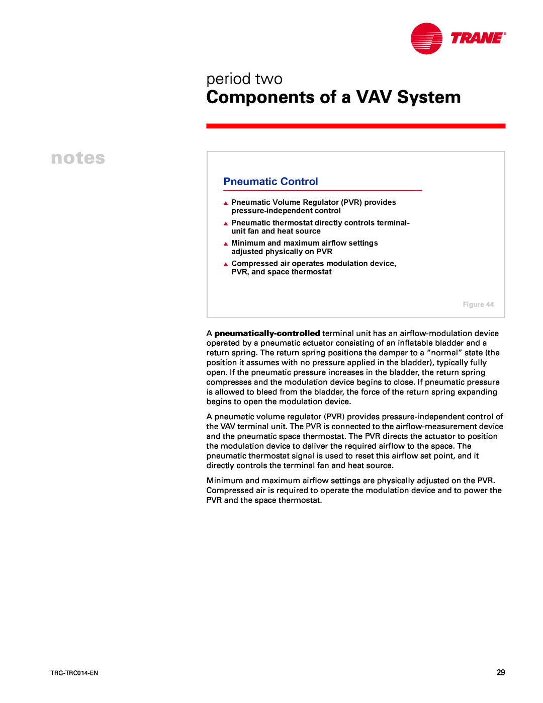 Trane TRG-TRC014-EN manual Pneumatic Control, Components of a VAV System, period two 