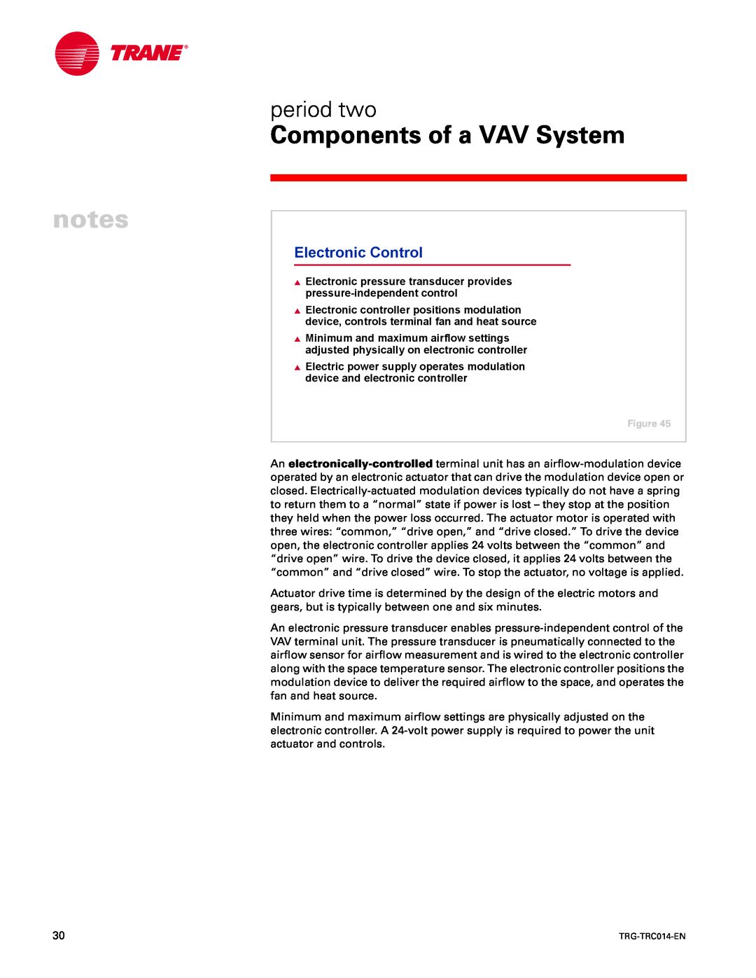 Trane TRG-TRC014-EN manual Electronic Control, Components of a VAV System, period two 