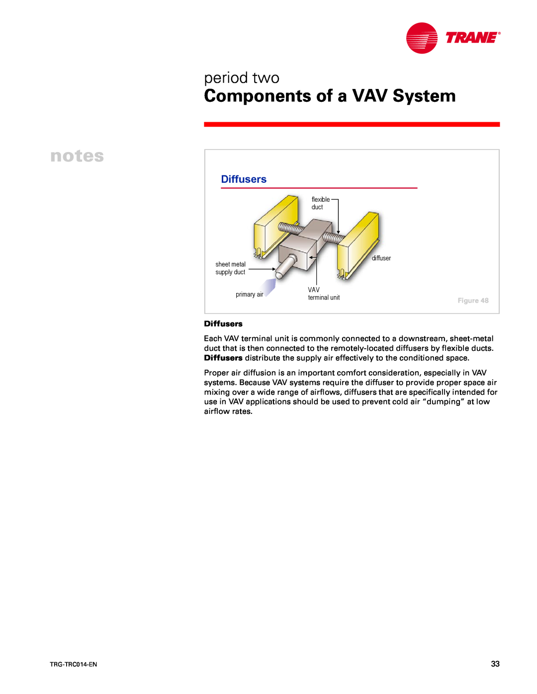 Trane TRG-TRC014-EN manual Diffusers, Components of a VAV System, period two 