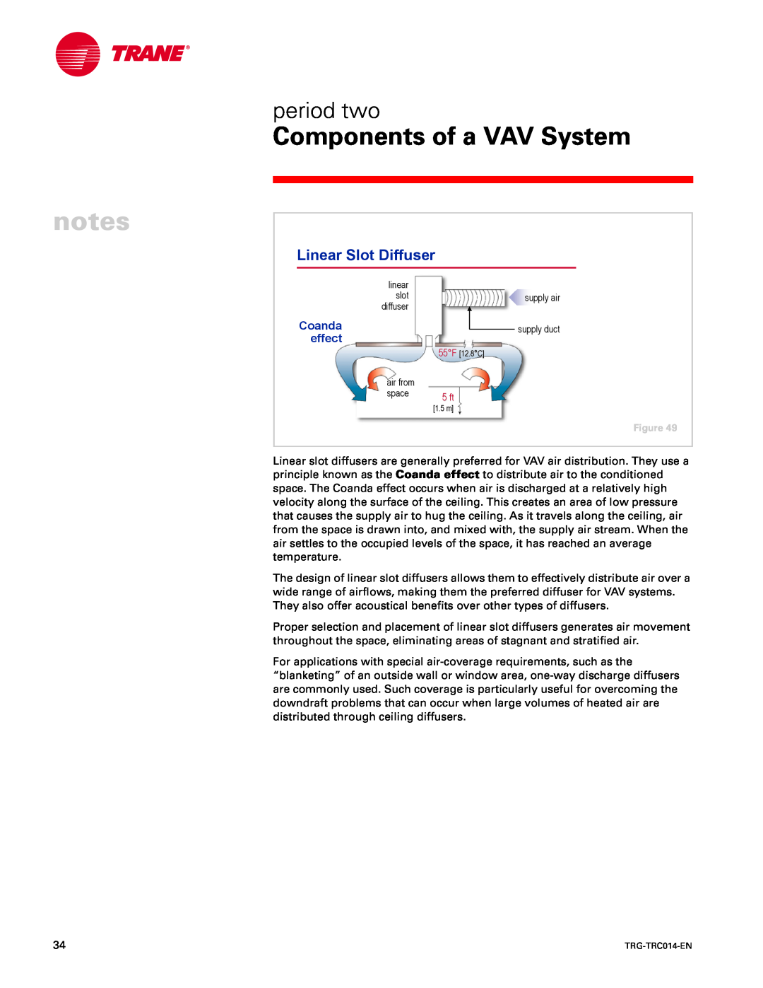 Trane TRG-TRC014-EN manual Linear Slot Diffuser, Components of a VAV System, period two, Coanda, effect 