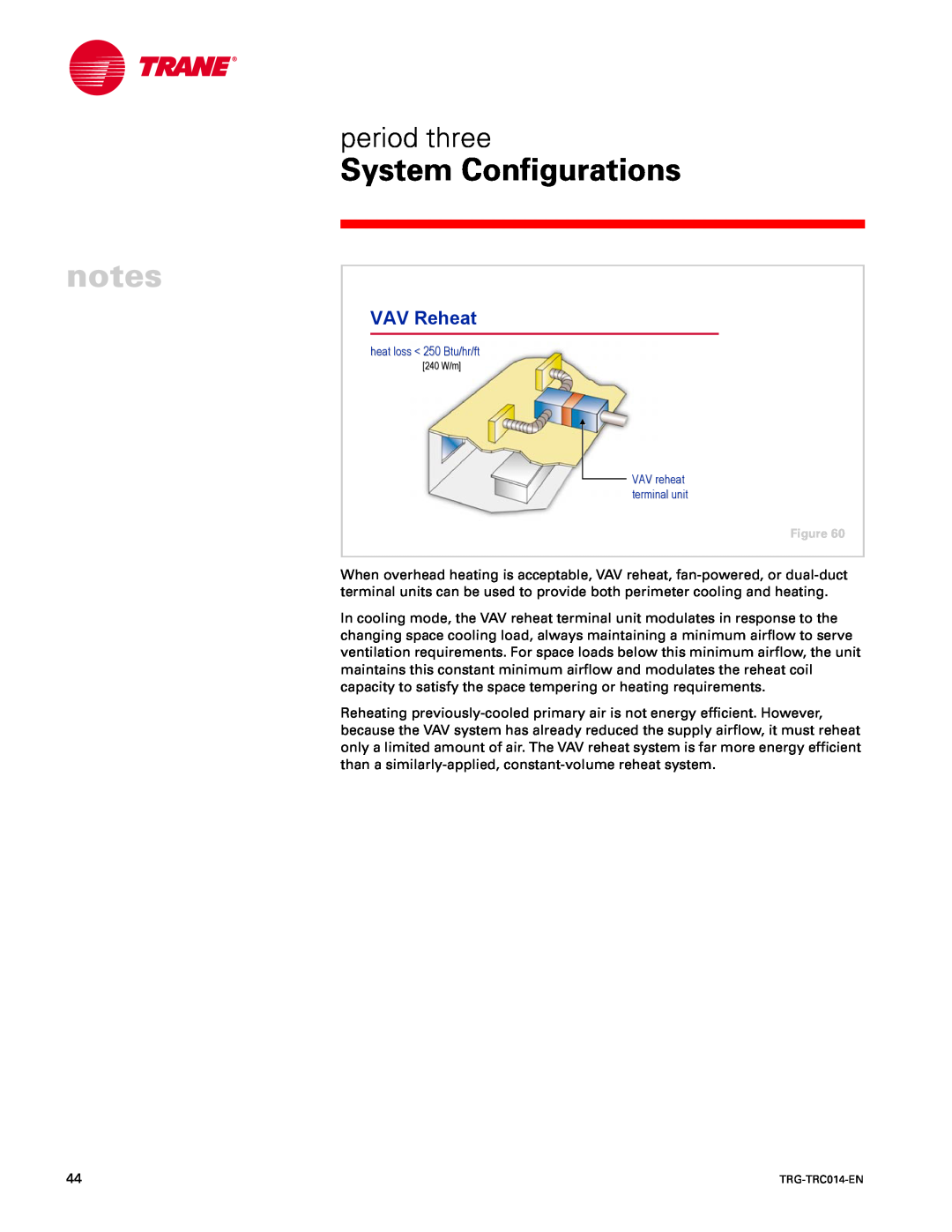 Trane TRG-TRC014-EN System Configurations, period three, VAV Reheat, heat loss 250 Btu/hr/ft, VAV reheat terminal unit 