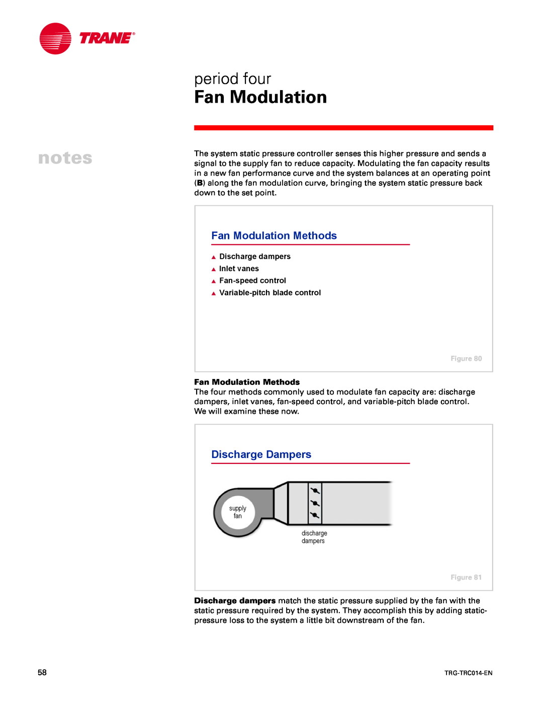 Trane TRG-TRC014-EN manual Fan Modulation Methods, Discharge Dampers, period four 