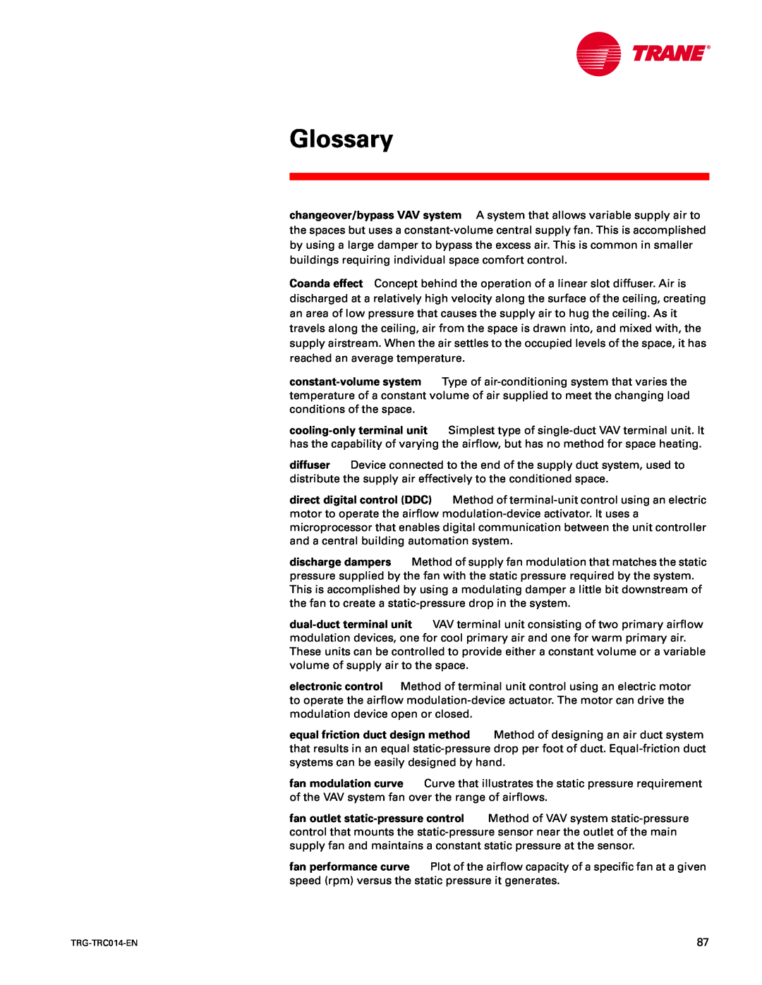 Trane TRG-TRC014-EN manual Glossary 