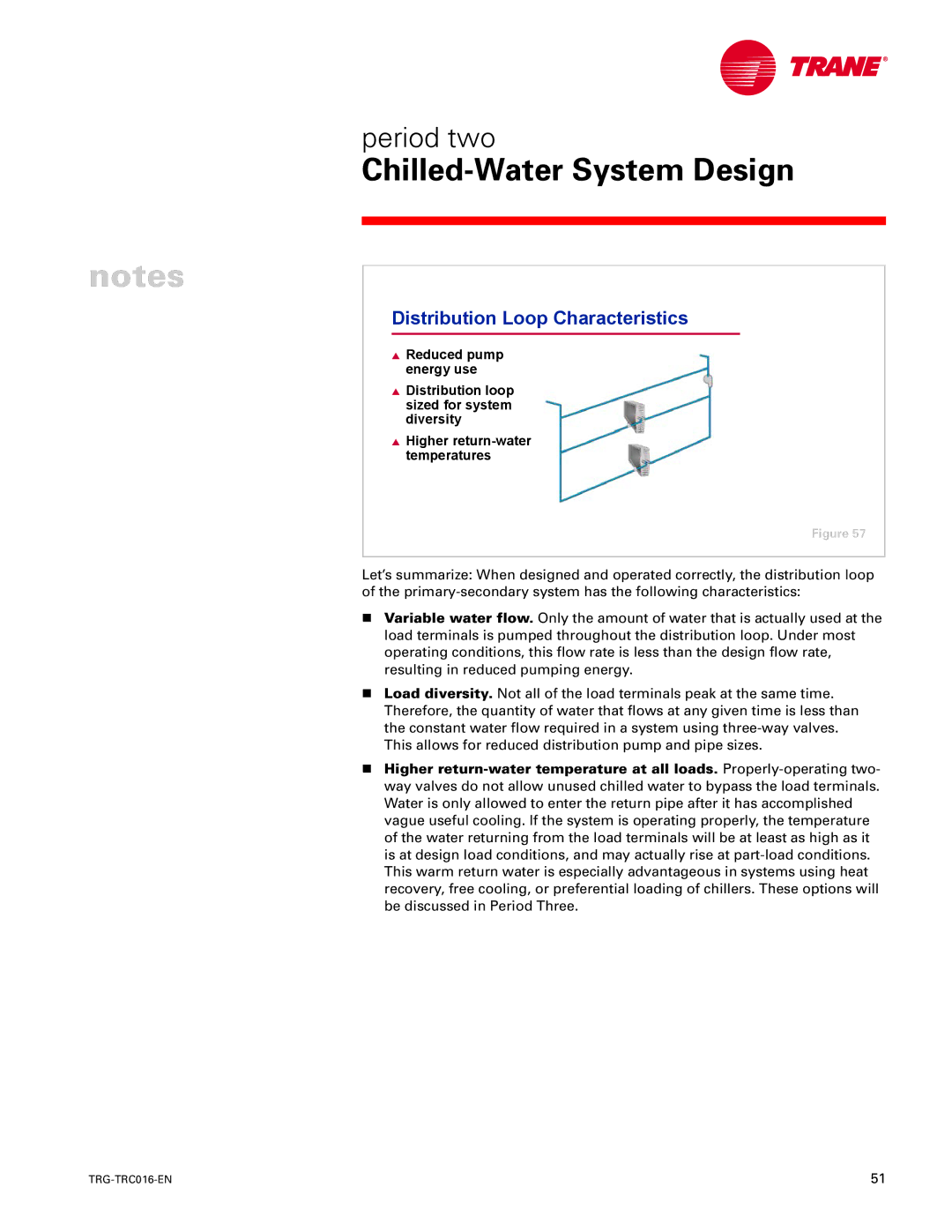 Trane TRG-TRC016-EN manual Distribution Loop Characteristics 