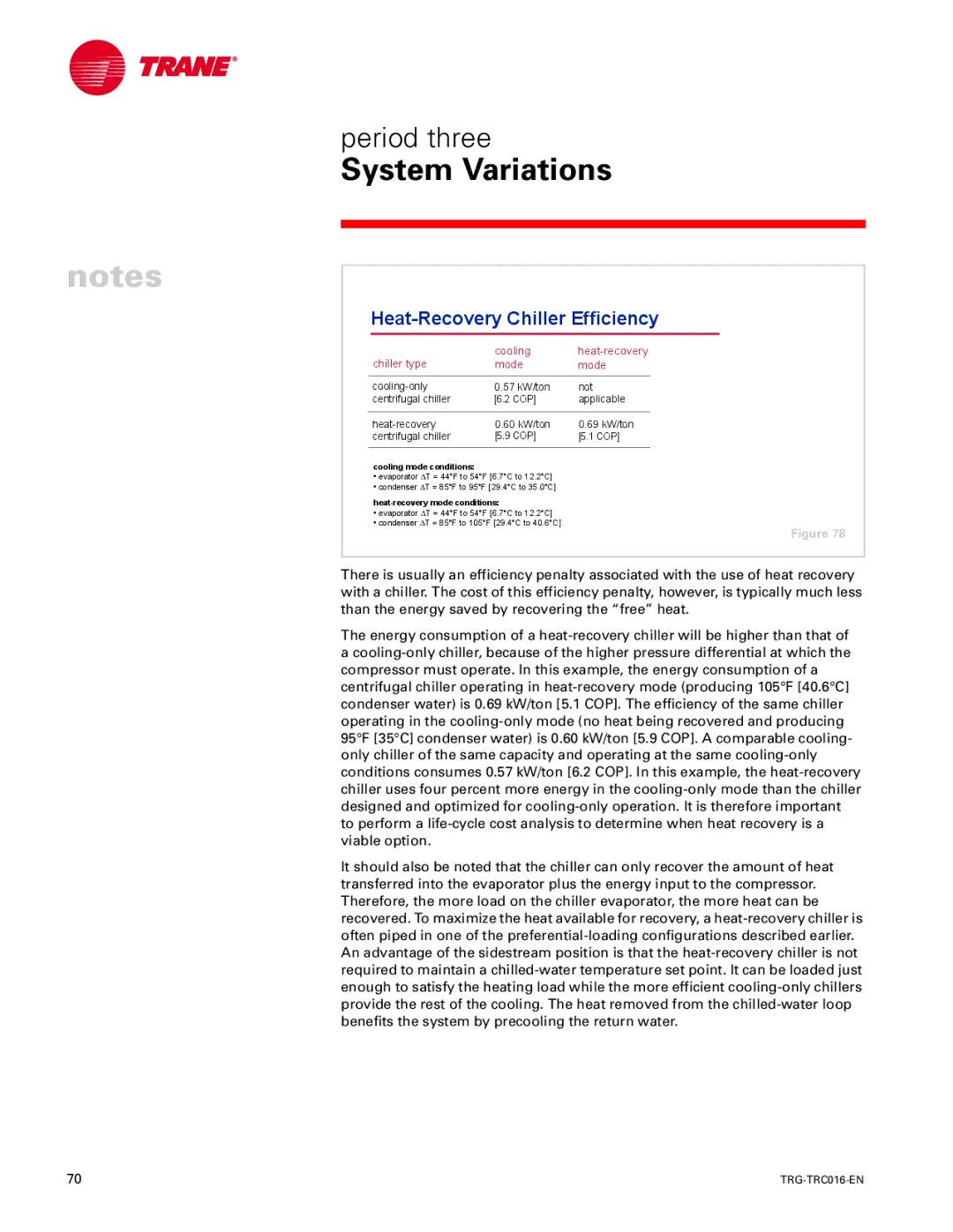 Trane TRG-TRC016-EN manual Heat-Recovery Chiller Efficiency, Mode 