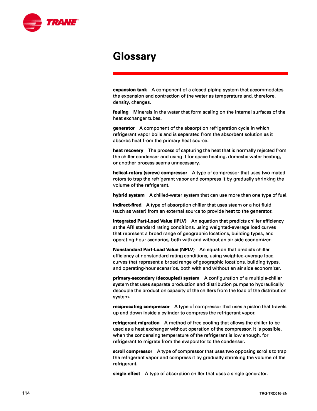 Trane TRG-TRC016-EN manual Glossary 