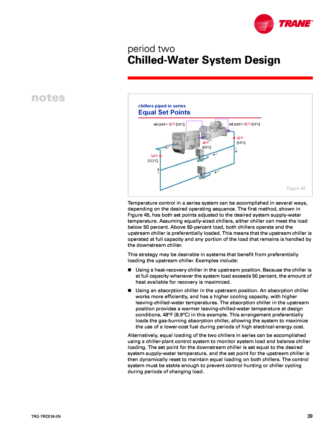 Trane TRG-TRC016-EN manual Equal Set Points, notes, Chilled-WaterSystem Design, period two 