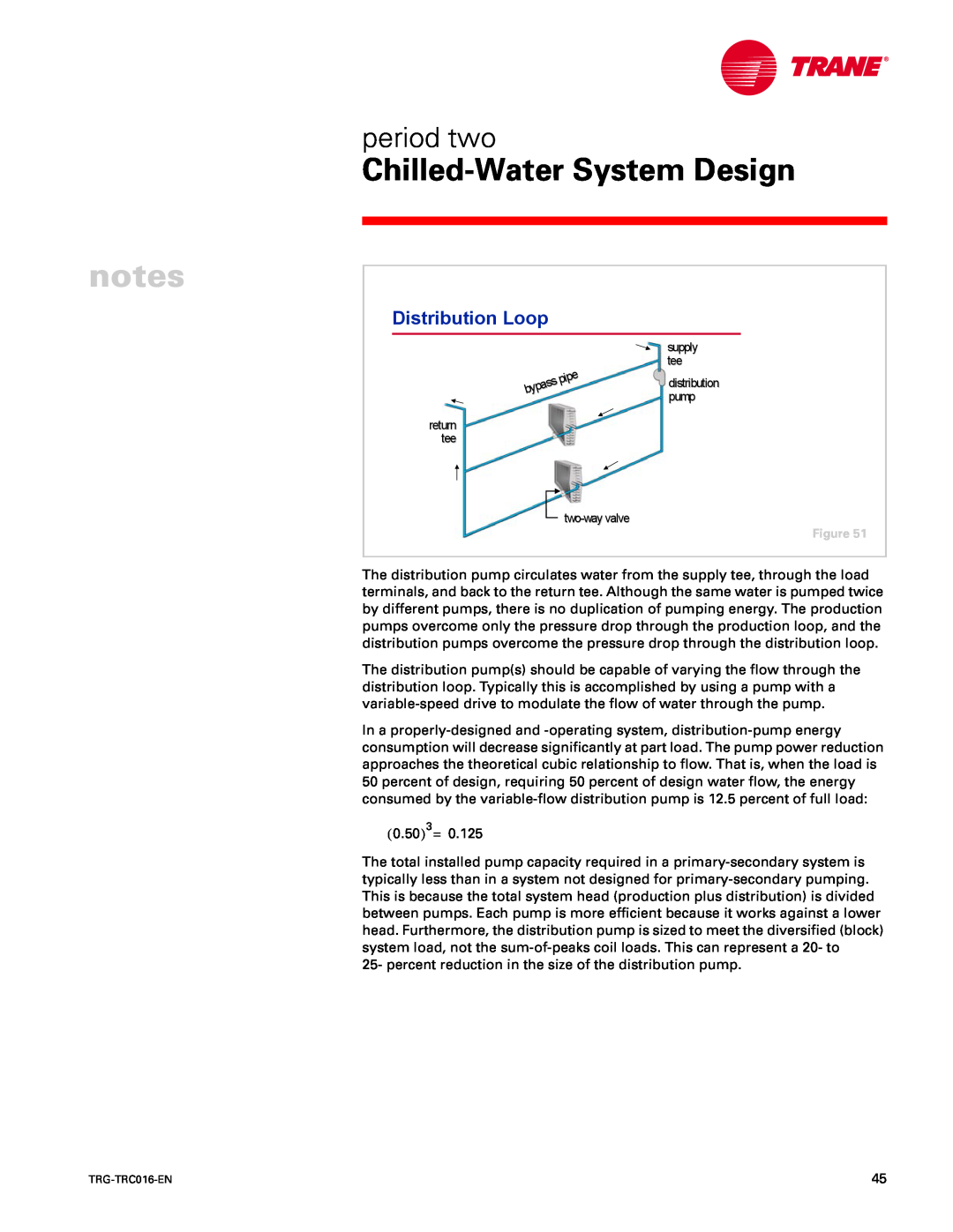 Trane TRG-TRC016-EN manual Distribution Loop, Chilled-WaterSystem Design, period two 