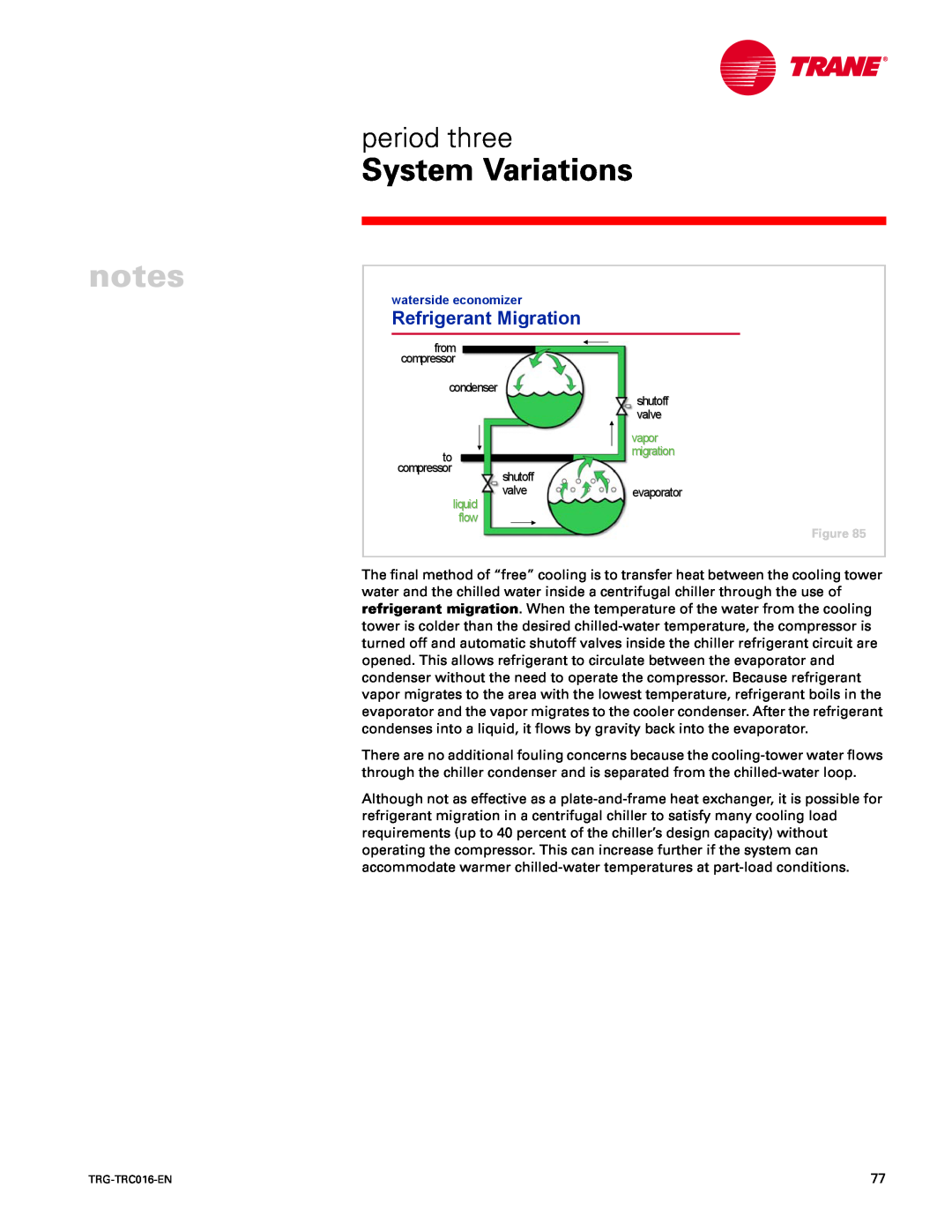Trane TRG-TRC016-EN manual Refrigerant Migration, notes, System Variations, period three 