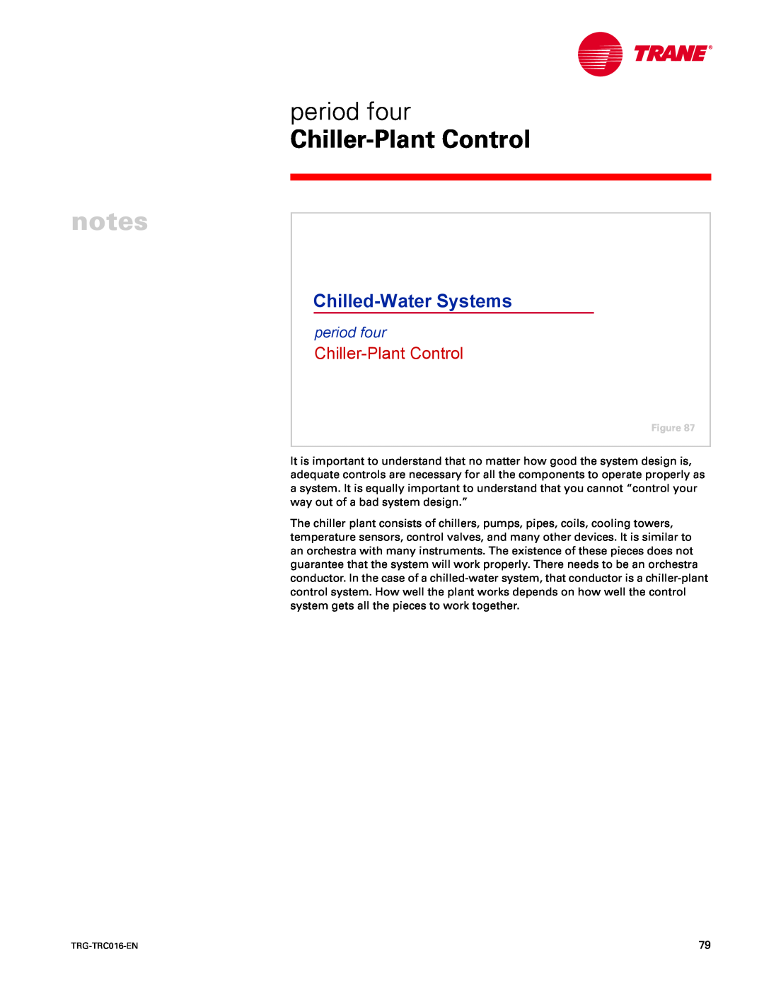 Trane TRG-TRC016-EN manual period four, Chiller-PlantControl, notes, Chilled-WaterSystems 