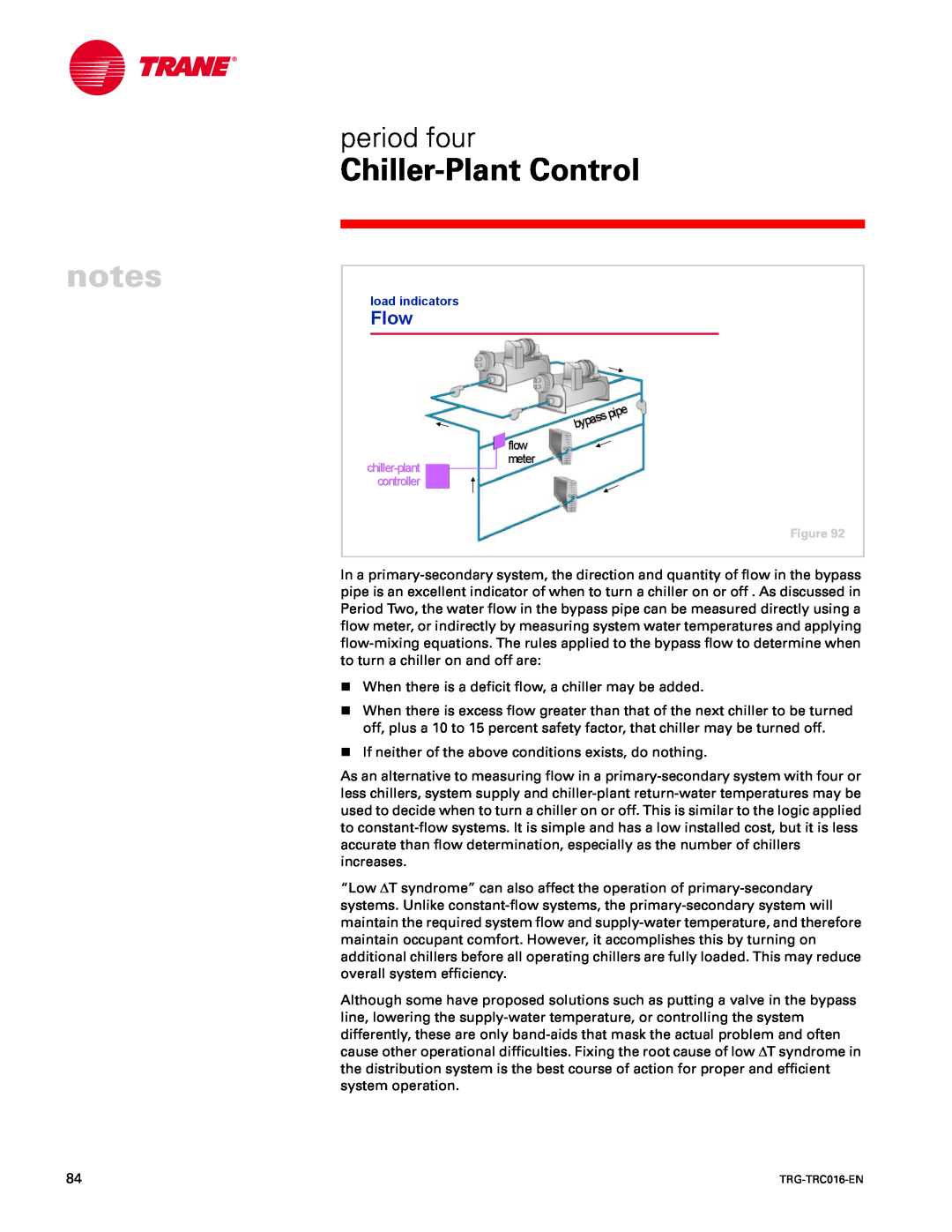 Trane TRG-TRC016-EN manual Flow, notes, Chiller-PlantControl, period four, flow meter 
